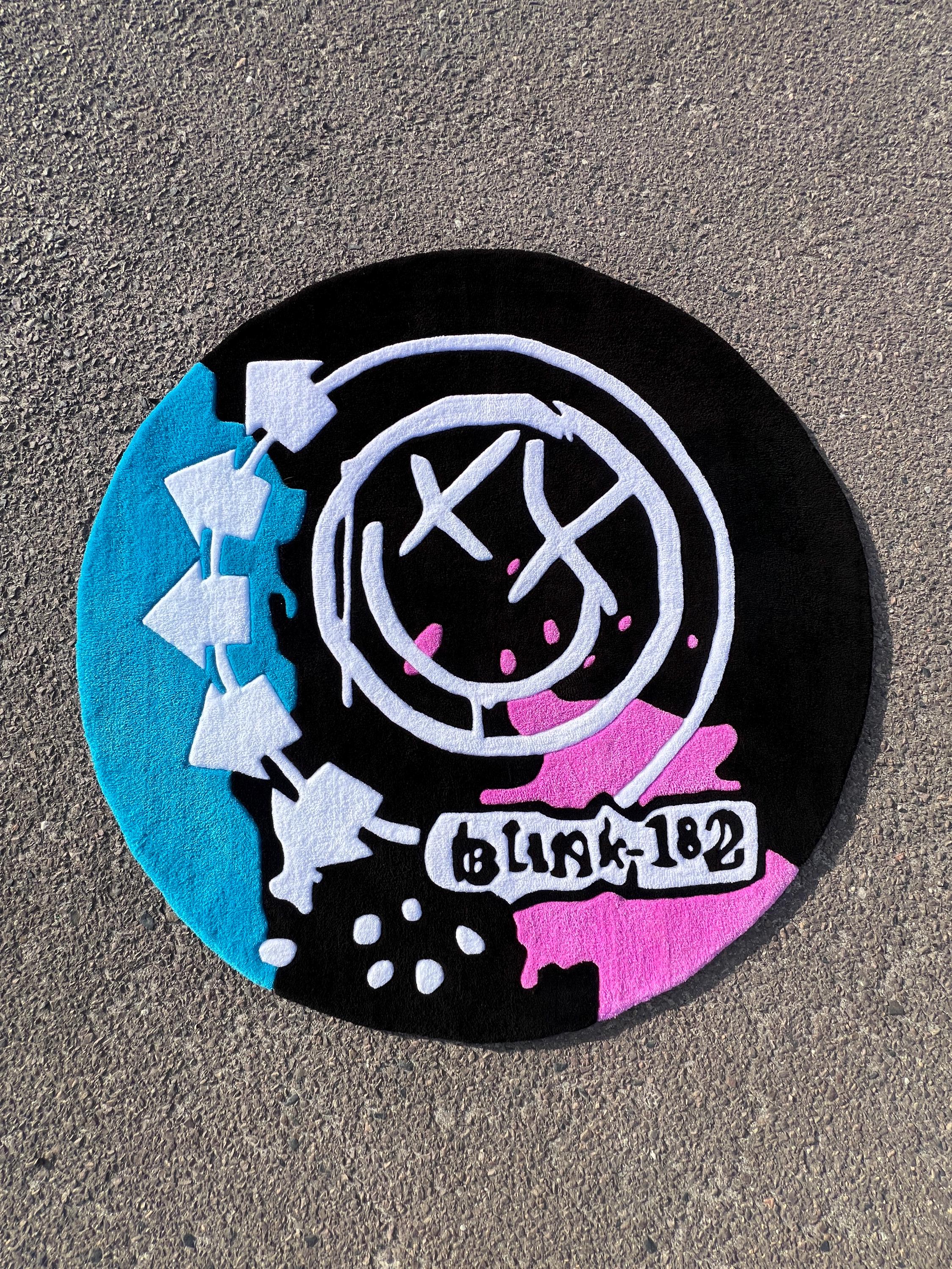 Blink 182 Tufting Rug, Logo, Punk Carpet, Blink182 Music, Pink