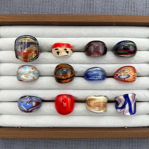Größe 8 - Statement-Ringe | Lampwork-Glasringe | Murano-inspirierte Glasringe