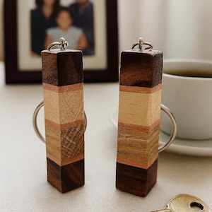 Exclusive handmade wooden keyring, ONLY TWO MADE, made from Irish hardwoods.
