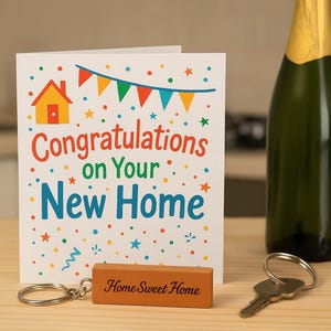 Handmade personalised wooden keyring, house warming keychain, home sweet home keyring
