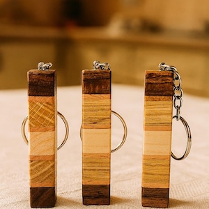 Handmade wooden keyring, oak and walnut keyring, quality handmade wooden keyring made from Irish hardwoods.