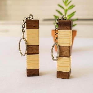 Handmade wooden keyring, made from Irish hardwoods, oak walnut keyring, quality handmade wooden keyring.