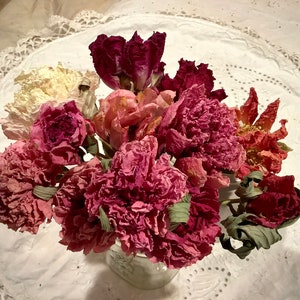 Roseheart Dry Peony Bouquet Naturally Dried With Own Stems, Organic Home Grown, Unique Colors Will Last for Years, vase not included