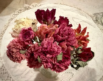 Roseheart Dry Peony Bouquet Naturally Dried With Own Stems, Organic Home Grown, Unique Colors Will Last for Years, vase not included