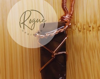 Jasper copper wire wrapped pendant necklace perfect gift