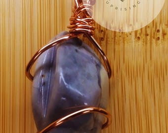 Jasper copper wire wrapped pendant necklace perfect gift