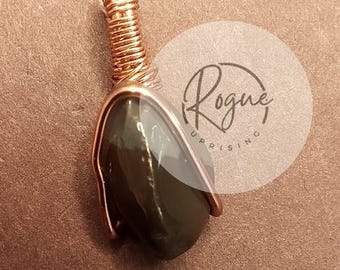 Jasper copper wire wrapped pendant necklace perfect gift