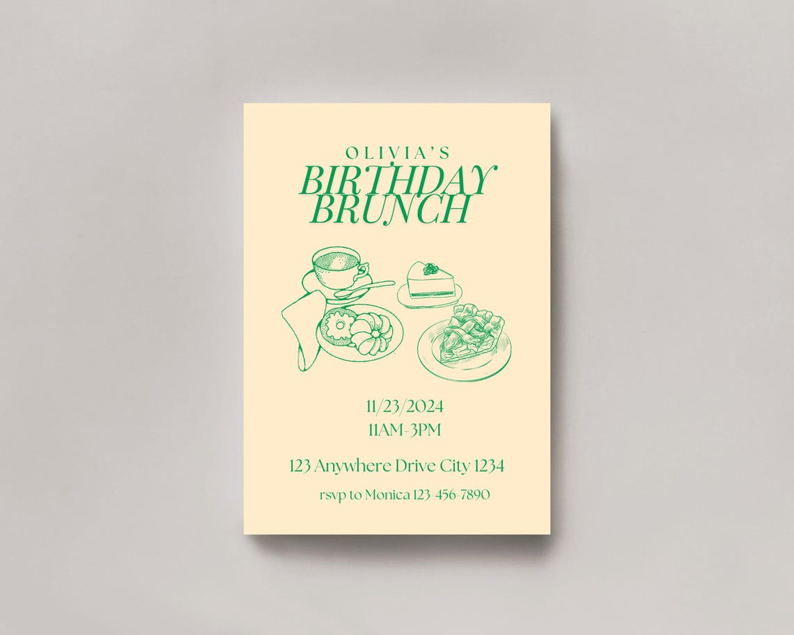 EDITABLE Birthday Brunch Invitation Template, Birthday Brunch ...