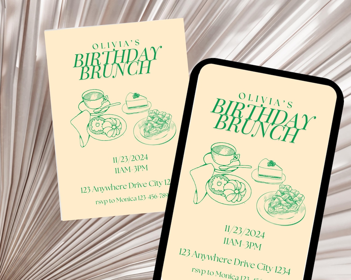 EDITABLE Birthday Brunch Invitation Template, Birthday Brunch ...
