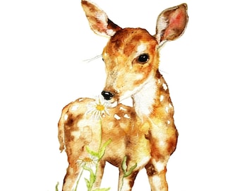 Deer Art, Deer Art Print, Wildlife Art, Watercolor Deer, Deer Painting, Woodland Animal Art, Forest Animal Art