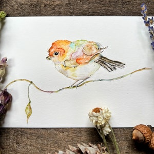 Bird On a Branch Art Print, Bird Painting, Cute Bird, Watercolor Bird, Farmhouse Wall Art, Woodland Nursery, Spring Art image 3