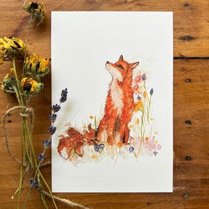 Fox Print, Nursery Fox Print, Fox Wall Art, Fox Art Print, Watercolor Fox, Nursery Wall Art, Whimsical Animal Art, Forest Animal Art
