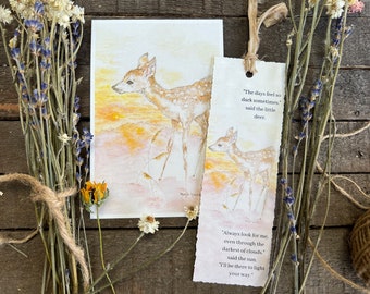 Fawn Art Print, Bookmark Set, Inspirational Art, Deer Painting, Watercolor Deer, Woodland Animal, Art by Lady Majik Horse