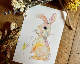 Bunny Rabbit Print, Rabbit Art Print, Bunny Art, Spring Art, Watercolor Bunny, Bunny Painting, Whimsical Nursery Decor