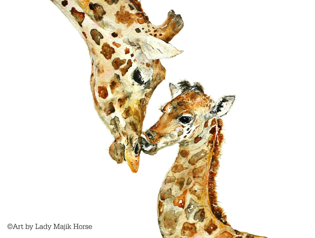 Giraffe Print, Giraffes Art Print, Nursery Art, Watercolor Painting