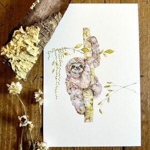 Sloth Art, Sloth Artwork, Art Print, Watercolor Sloth , Sloth Painting, Wall Art, Gift for Sloth Lover, Nursery Art