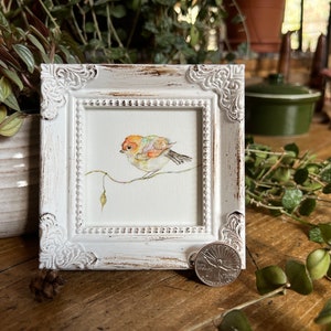 Little Bird Miniature Framed Art, Watercolor Art Print by Art by Lady Majik Horse, Small Art Mini Art, Tiny Art, Spring Art image 2