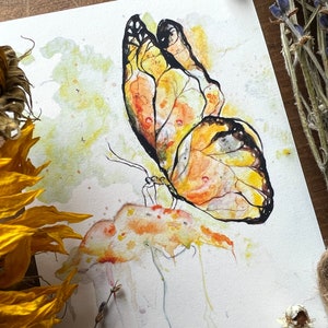Butterfly Watercolor Art Print, Monarch Butterfly Print, Butterfly Art Print, Botanical Art, Butterfly Print, Garden Art, Kitchen Art