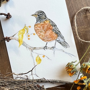 Robin Art Print, Bird Art, Watercolor Robin, Watercolor Robin Painting, Spring Art, Nature Art