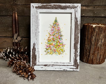 Christmas Tree Art, Framed Art Print, Farmhouse Wall Art, Holiday Decor, Watercolor Christmas Tree, Pine Tree Painting