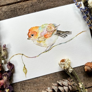 Bird On a Branch Art Print, Bird Painting, Cute Bird, Watercolor Bird, Farmhouse Wall Art, Woodland Nursery, Spring Art image 2