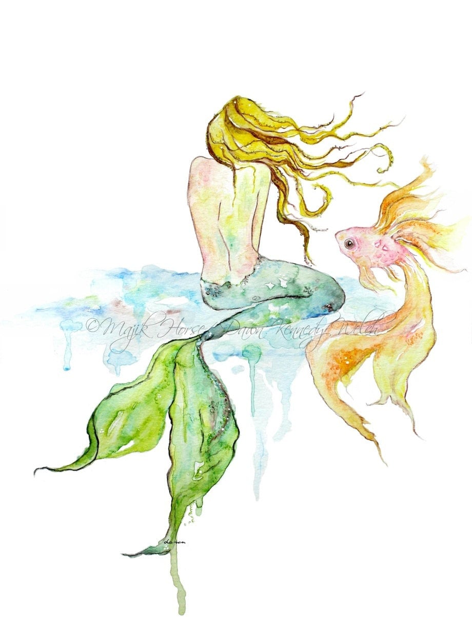 Mermaid Art Art Print Mermaid Mermaid Painting Watercolor ...