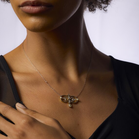 Victorian Diamond Pearl 18k Yellow Gold and Plati… - image 2