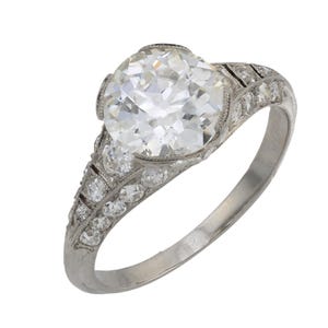 Art Deco Gia 2.07 Carat Old European Cut Diamond Platinum Engagement Ring