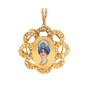 Edwardian Rose Cut Diamond 18k Yellow Gold Pendant
