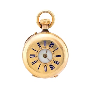 Antique 2.30 Carat Diamond 18k Yellow Gold Silver Covered Pocket Watch Pendant