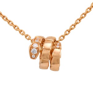 Bvlgari Diamond 18k Rose Gold Serpenti Viper Snake Necklace