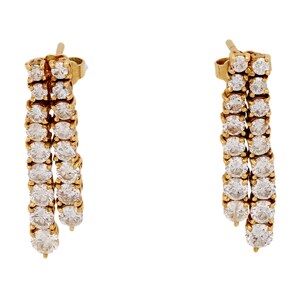 Vintage 2.30 Carat Total Weight Diamond 18k Yellow Gold Earrings