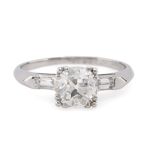 Art Deco Gia 1.28 Carat Old European Cut Diamond Platinum Engagement Ring