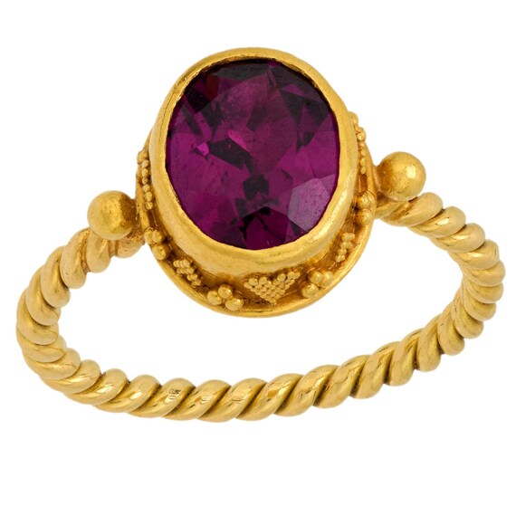 Luna Purple Tourmaline 22k Yellow Gold Bezel Ring