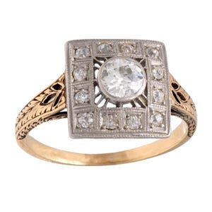 Victorian Old Cut Diamond 14k Yellow Gold Ring