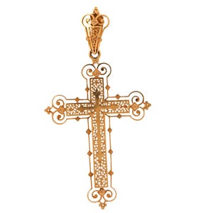 Victorian French 18k Yellow Gold Cross Pendant