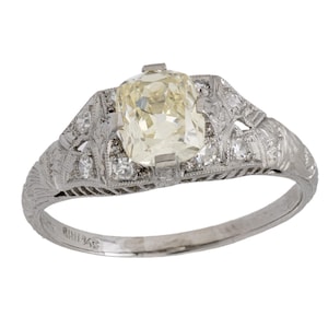 Art Deco Gia 1.01 Carat Old Mine Cut Diamond Platinum Engagement Ring