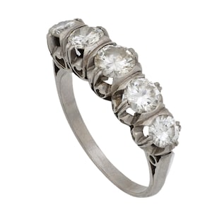 Art Deco Diamond Platinum Five Stone Ring
