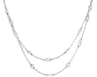 Antique Style 3.38 Carat Total Weight Diamond by the Yard Platinum Necklace