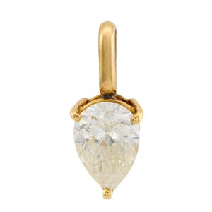 Vintage 1.00 Carat Pear Cut Diamond 18k Yellow Gold Pendant