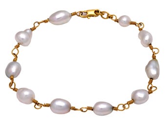 Comete Bracciale Donna In Oro 750‰ Con Perle Coltivate ø 7/7,5 Mm - Collezione Easy Basic - 2