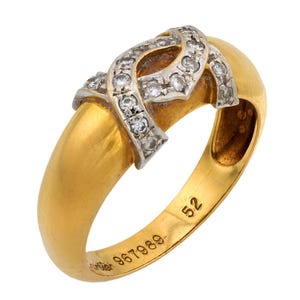 Vintage Cartier Diamond 18k Yellow Gold Double C Band