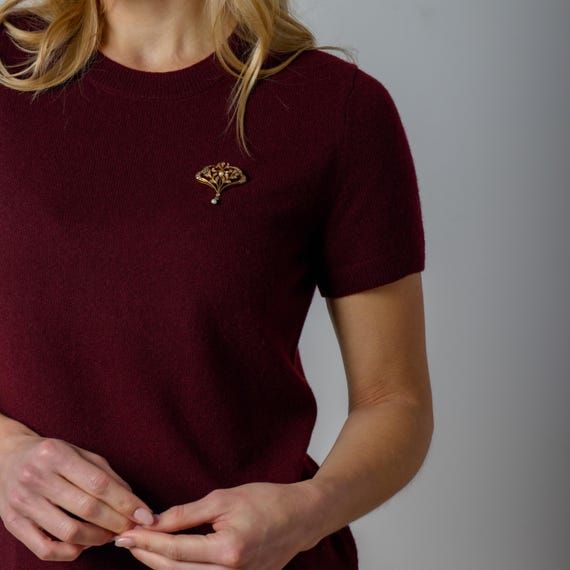 Victorian Pearl Diamond 18k Yellow Gold Brooch - image 5