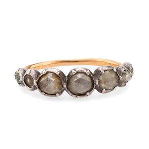 Georgian Rose Cut Diamond 18k Yellow Gold Silver Ring