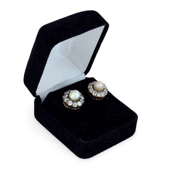 Victorian Pearl Diamond 18k Yellow Gold Cluster E… - image 3