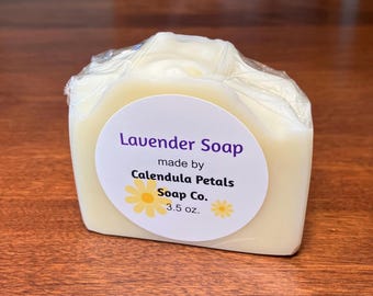 Lavender Soap: a gentle, soothing soap, made with all natural ingredients and essential oils, great for gifts, safe for people of all ages