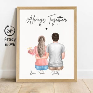 Prezent z okazji poronienia, spersonalizowany portret rodzinny z okazji utraty dziecka, prezent z okazji utraty niemowlęcia, martwo urodzona mama anioła, obraz ścienny, utrata ciąży