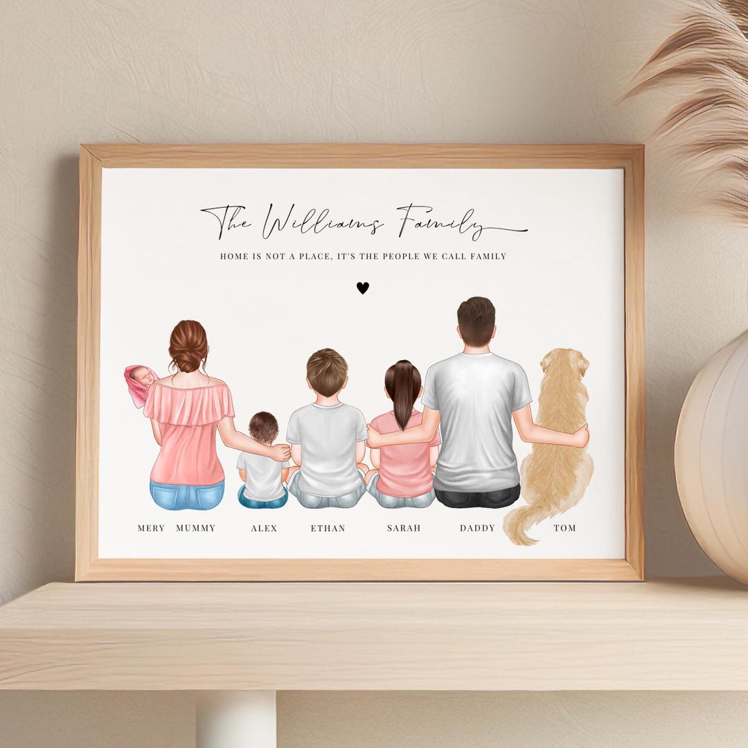 Custom Portrait Family Print, Personalized Gift for Family, Our Family ...