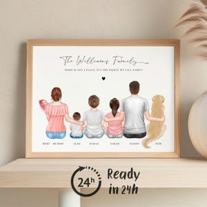 Personalised Portrait Family Print, Personalized Gift for Family, Our Family Print, Gift for Mom Dad, Gift for Her, Father's Day Gift