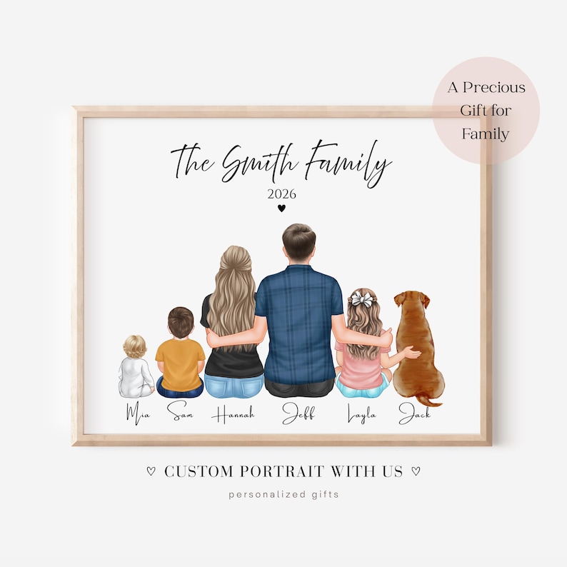 Personalized Family Print Gift for Mom and Dad, Custom Family Portrait ...